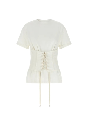 Alexander McQueen lace-up corset T-shirt - Neutrals