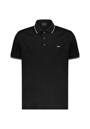 Paul & Shark logo-embroidered tipped polo shirt - Black