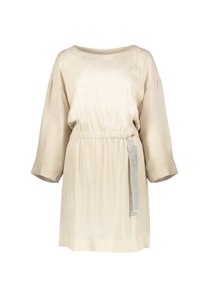 Fabiana Filippi belted three-quarter-sleeve dress - Neutrals