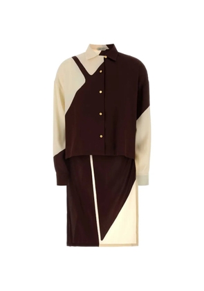 Alberta Ferretti colour-block long-sleeve shirt - Brown