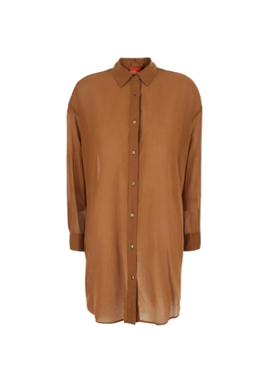 Merci semi-sheer long-sleeve shirt - Brown