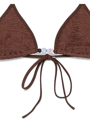 Hunza G bead-embellished crinkled bikini - Brown