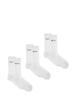 NN07 logo ribbed socks (pack of 3) - White