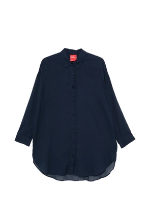 Merci contrast-stitch curved-hem shirt - Blue