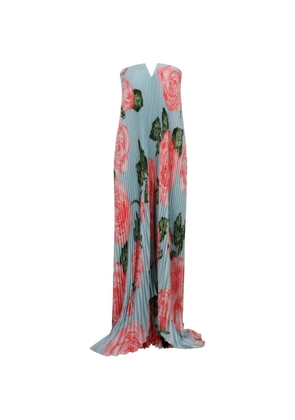 L'IDÉE Black Tie pleated floral-print maxi dress - Blue