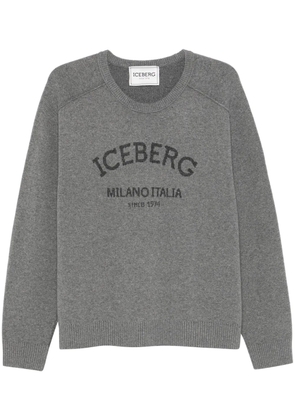 Iceberg logo-intarsia crew-neck sweater - Grey