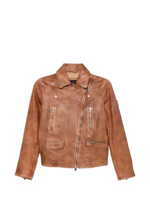 Peuterey asymmetric-zip leather jacket - Brown