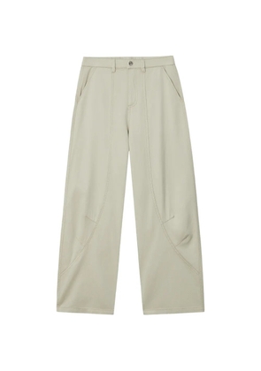 Mini Cream seam-detail wide-leg trousers - Neutrals