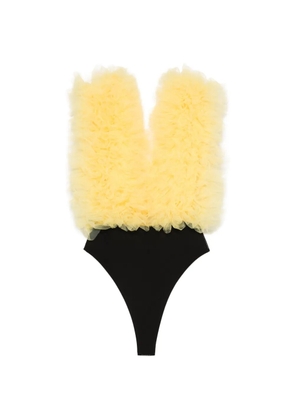 Alchemy ruffled tulle-panel bodysuit - Yellow