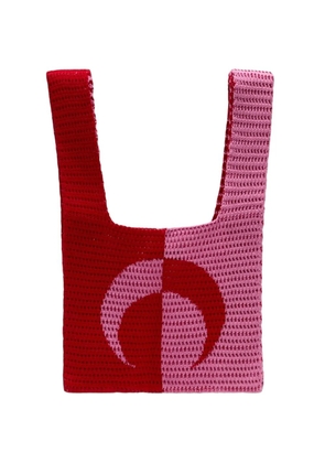 Marine Serre crochet crescent moon tote bag - Red
