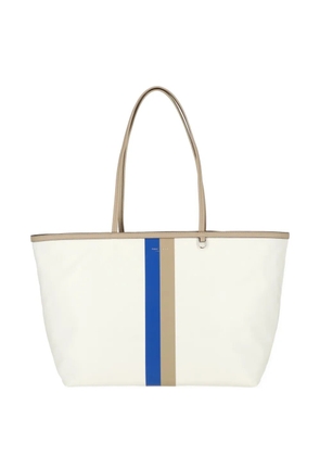 Tory Burch striped logo-print tote bag - White