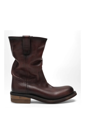 Miu Miu Foule logo-embossed leather ankle boots - Brown