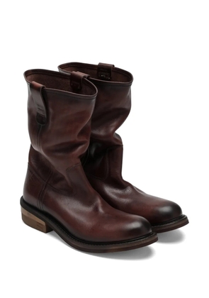 Miu Miu Foule logo-embossed leather ankle boots - Brown