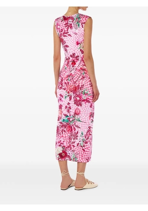 Mary Katrantzou Dionne floral-print gingham midi dress - Pink