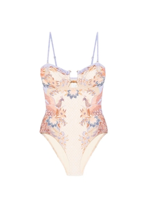 ZIMMERMANN Indra bamboo-trim swimsuit - Neutrals