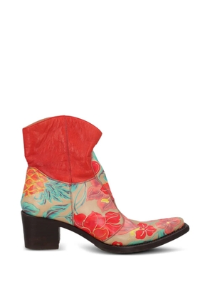Gianni Barbato floral-print leather boots - Red