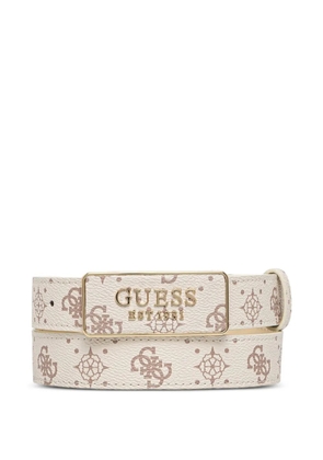 GUESS USA monogram-print logo-plaque belt - Neutrals