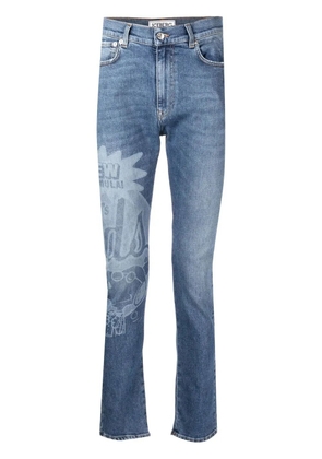 Iceberg watermark-print detail jeans - Blue