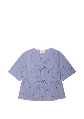 MC2 Saint Barth anchor-embroidered striped blouse - Blue