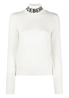 Iceberg logo-print virgin wool jumper - White