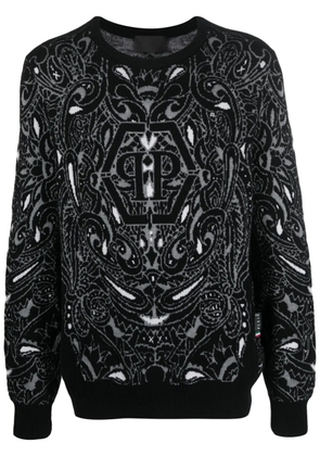 Philipp Plein paisley-print cashmere-silk jumper - Black