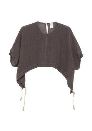 120% Lino asymmetric tassel-detail blouse - Brown