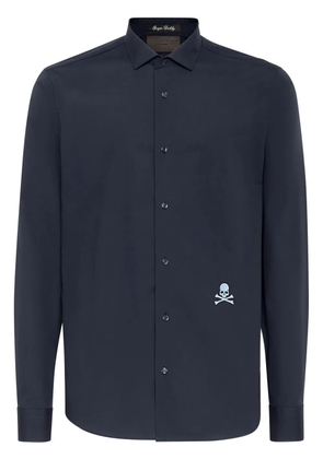 Philipp Plein logo-embroidered cotton shirt - Blue