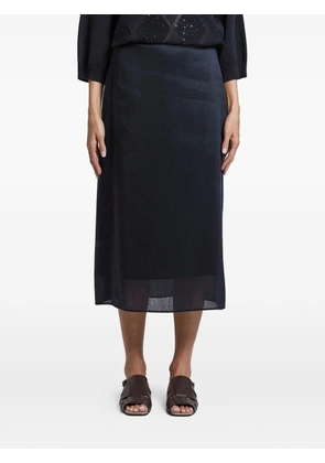 Peserico Silk linen side-slit skirt - Blue