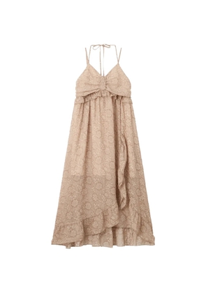 b+ab floral-jacquard ruffled midi dress - Neutrals