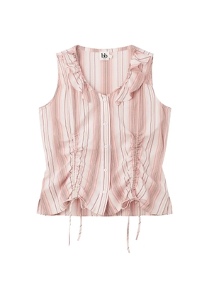 b+ab striped ruffled top - Neutrals