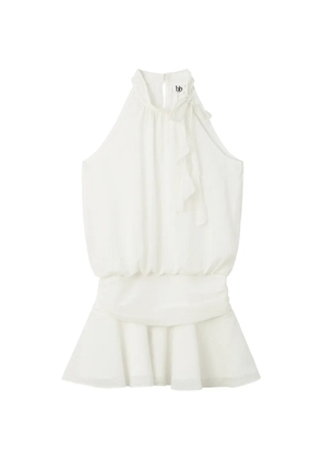 b+ab ruffled shirred-waist mini dress - Neutrals