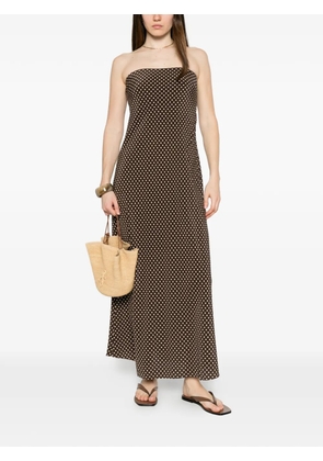 Matteau Bias polka-dot strapless maxi dress - Brown