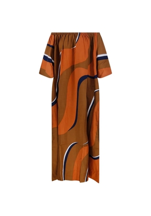 mapoésie Palao Madone printed off-shoulder dress - Brown