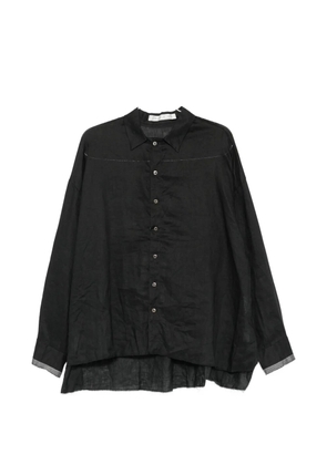 kang raw-edge long-sleeve shirt - Black