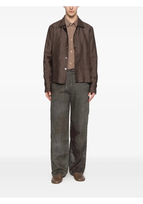 kang drawstring-waist raw-cut trousers - Grey