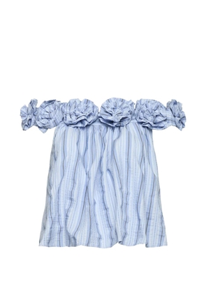 Cinq A Sept Kelsey floral-appliqué striped blouse - Blue