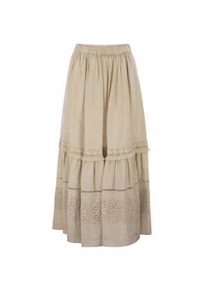 Weekend Max Mara lace-insert tiered skirt - Neutrals