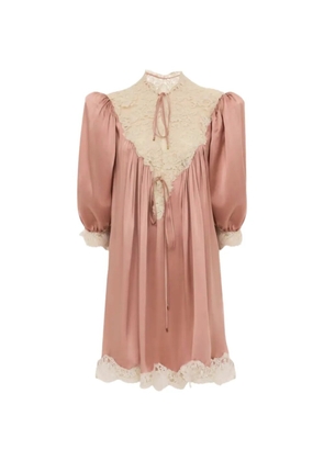 Chloé lace-trim silk dress - Pink