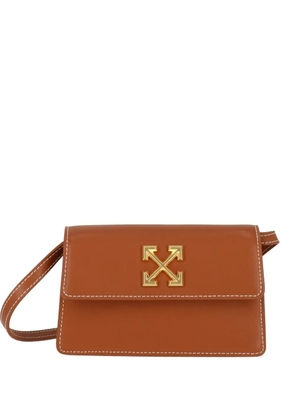 Off-White Arrows-motif contrast-stitch clutch bag - Brown