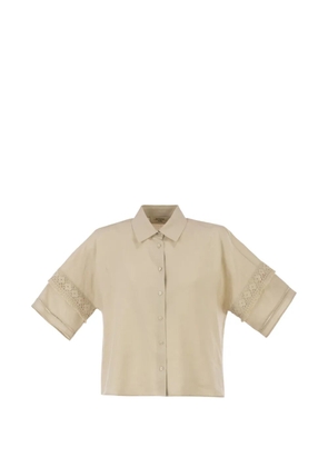 Weekend Max Mara lace-insert linen shirt - Neutrals