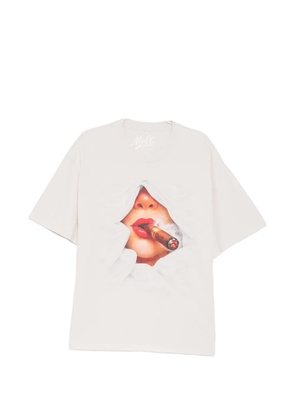Melt cigarette-print T-shirt - Neutrals
