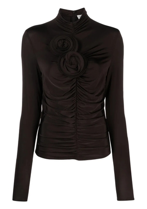 Magda Butrym floral-appliqué ruched top - Black
