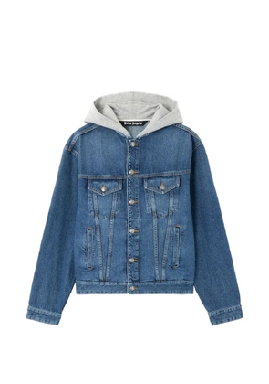 Palm Angels curved-logo hooded denim jacket - Blue
