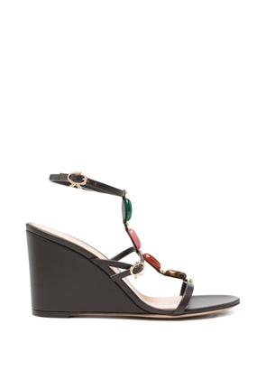 Gianvito Rossi Shanti stone-embellished wedge sandals - Brown