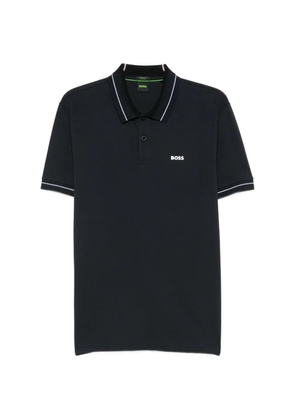 BOSS logo-print tipped polo shirt - Black