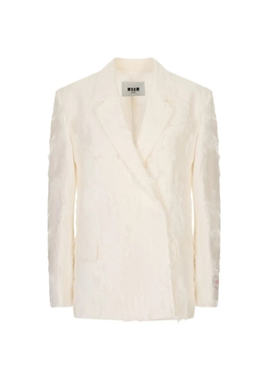 MSGM frayed double-breasted jacket - Neutrals