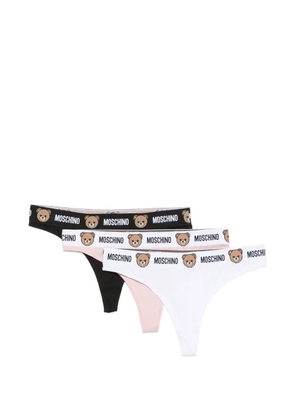 Moschino logo-waistband thongs (set of three) - Pink