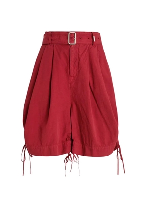 High belted drawstring-hem shorts - Red