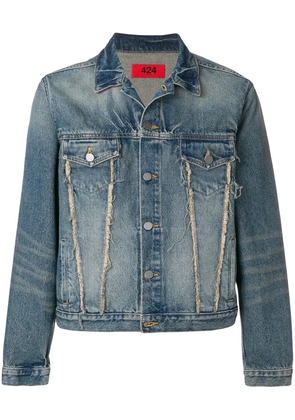 424 frayed detail denim jacket - Blue