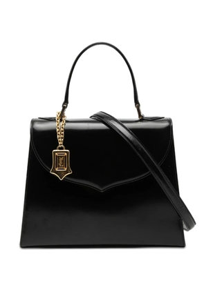 Saint Laurent Pre-Owned 20th Century Leather Logo Charm Top Handle Bag satchel - Black